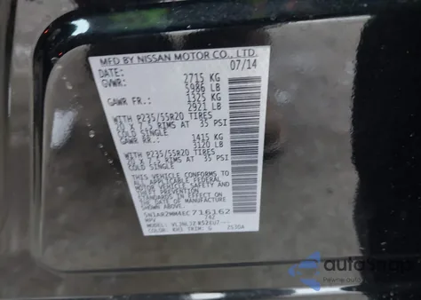 2014 Nissan Pathfinder Platinum from USA, damaged, VIN 5N1AR2MM4EC716162